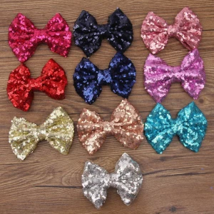Party Festival Baby Girls Sparkling Bowknot Hairpin Bling Sparkle Glitter Sequins Hair Bows Hair Clips Hairgrips for Kids Girls