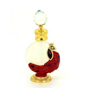 Perfume Bottle Low MOQ Delicate Luxury Pocket Roll On Glass Spray Empty Bottle Peacock Design 12ml Oil Refillable Perfume Bottle
