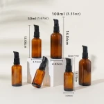 perfume glass pump bottle 2024 new arrival  Ready to Ship empty round 100ml amber lotion glass pump bottle