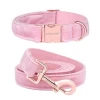 Pet Velvet Dog Collar and Leash Set, Soft and Comfy, Adjustable Collars for Dogs