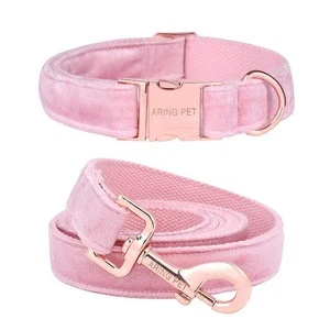 Pet Velvet Dog Collar and Leash Set, Soft and Comfy, Adjustable Collars for Dogs