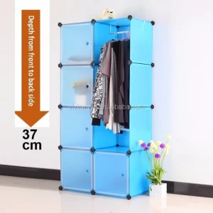 Pink Plastic Wardrobe Storage Box Cube with Clothes Rail Storage Interlocking System Cabinet Organiser Storing