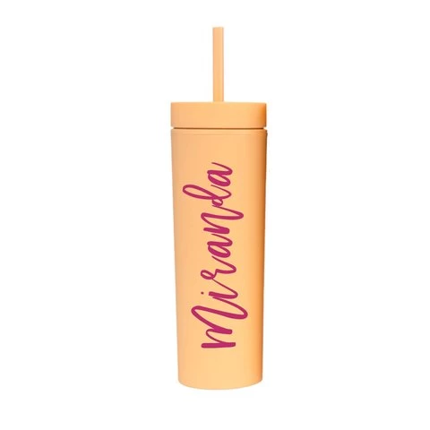 plastic Matte Slim Tumbler,colorful plastic water cup with straw