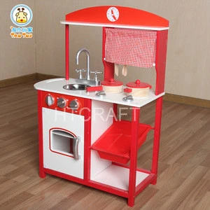 PLK507 Stylish Wooden Toy Kitchen Sets, PLYWOOD Kitchen Toy With Play Utensils And Storage Bins