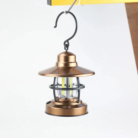 Portable Camp Tent Rechargeable battery COB LED Retro Camping Light Vintage Outdoor Camping Lantern Light