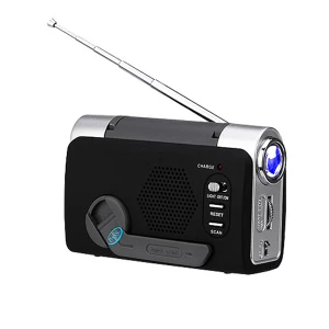 Portable Hand Crank Dynamo Rechargeable FM WB Radio with Emergency Light and Phone Charger