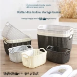 Portable Plastic Rattan like Hollow out Storage Basket Kitchen Sundries Storage Basket Fruit  toys Storage Basket
