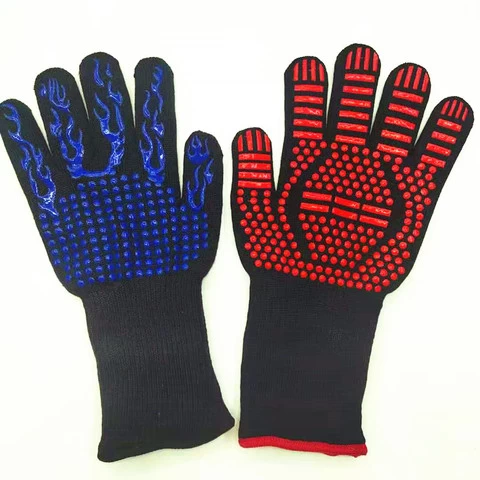 Professional Grill Fire Proof Silicone Heat Resistant Gloves Cooking Gloves BBQ Gloves
