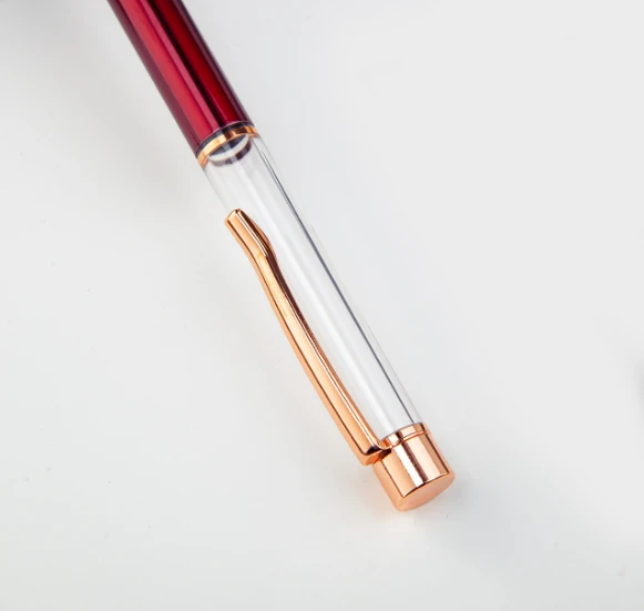 Promotion cheap twist metal oil tube floater barrel pen multi-color empty glitter floating DIY ball point pen