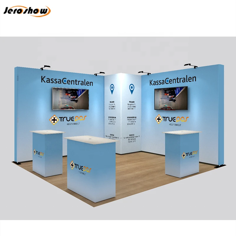 Promotional 10Ft EZ Tube Tension Fabric Display 3x3 Standard Module Trade Show Standard Portable Exhibition Booth