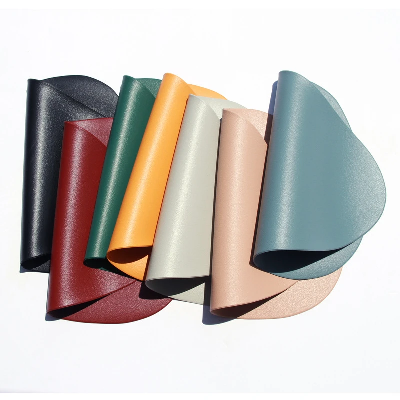 PU Leather Waterproof Heat Insulation Non-Slip Placemat Soft Black Brown Washable Bowl Coaster