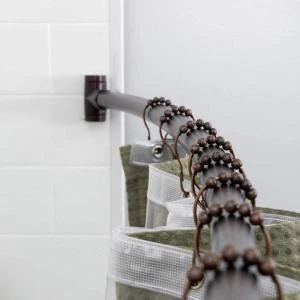 QJMAX Wall Mounted 38&quot;- 63&quot;, Bronze Color Adjustable Curved Shower Curtain Rod