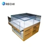 RECHI factory provide mobile phone shop interior design and decorate wood display glass cabinet smartphone display showcase