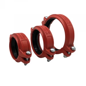 Red Galvanized Grooved Flexible Clamp Pipe Coupling Fittings Cast Ductile Iron Threaded Pipe Fitting