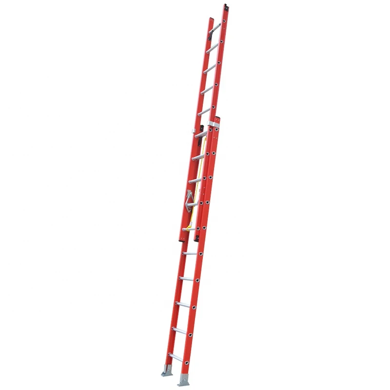 Red or Yellow Color 4.8m 6m 7.2m  8.4m 9.6m 10.8m 12m Fiberglass Extension Ladder