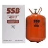 Refrigerant gas R407C in disposable can, tonne drum and iso container