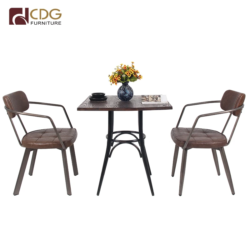 Restaurant Chair PU Leather Table Wood Furniture Coffee Shop Tables And Chairs