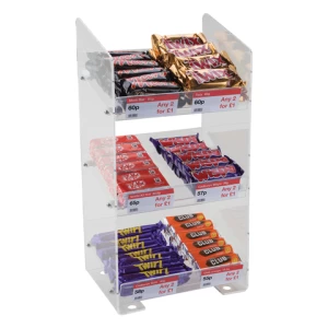 Retail Store Lucite Card Shelf Perspex Crisp Front Counter Display Holder 5 Tier Counter Front Confectionery Acrylic Stand