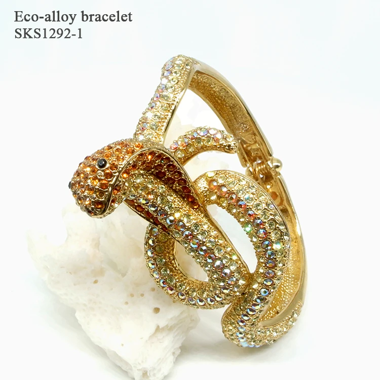 Rhinestone Artificial Crystal Bracelet Zinc Alloy Snake Shape Bangle Women Accessory Jewellery