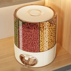 Rice Storage Container 360 Rotating Food Dispenser,Large Capacity Rice Bucket Rotatingr,Cereals Storage Containers With Lids