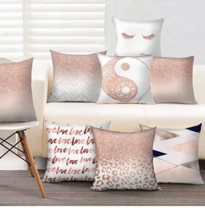 Rose Gold Pink Cushion Cover Square Pillow case Home Decoration Nordic Style Home Almofadas Para Sofa Throw Pillows Cover