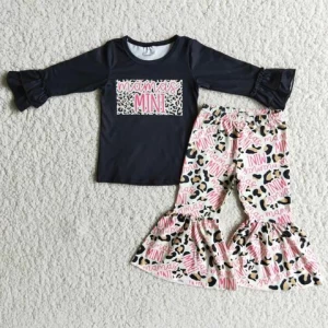 RTS Baby girls fall long sleeve mamas mini design print floral bell bottom pants wholesale children boutique outfits clothing