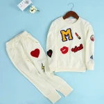 S90238A fall and spring children clothing baby alphabet pattern sets boutique clothes sets