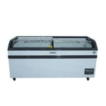Seafood freezer left and right sliding door island cabinet Horizontal round cabinet  Ice cream freezer