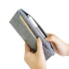 Set of 2 ;Magnetic Button Double-bag Felt Pencil Case Dark Gray and Light Gray Stationery Receive Bag