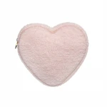 Sherpa Cozy Heart Pouch Girls Make Up Bag Cute Cosmetic Case Pouch Toiletry Zipper Bags With Logo