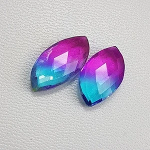 Size 19x9x5.5 mm,1 Matched Pair Dazzling Mystic Quartz Marques Shape Faceted Loose Gemstone