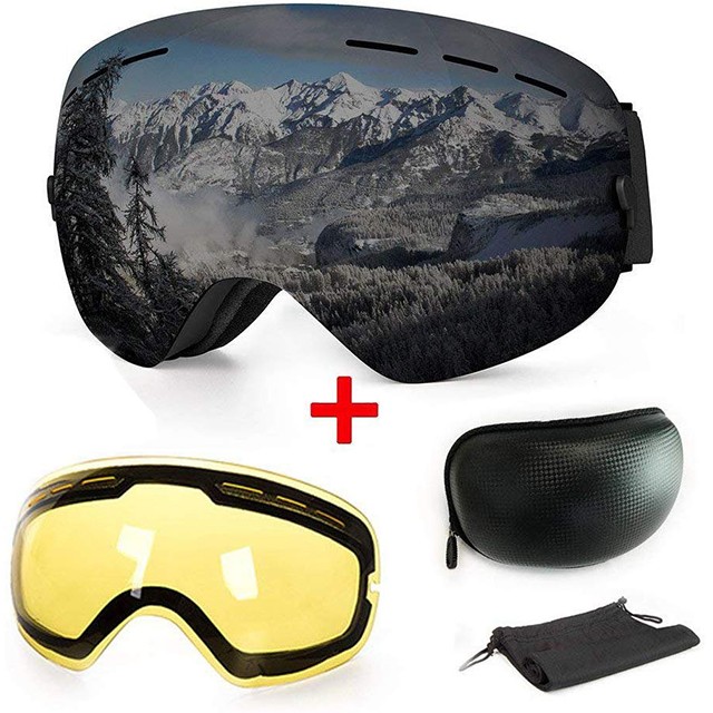 Ski Goggles, Double Lens Adjustment Strap Ski Goggles Custom Logo. Sport Ski Goggles Unisex, Ski Glasses Anti-Fog Anti-UV