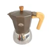 Soft Touch Wooden Grain Handle Induction Aluminum Coffee Machine In Stock