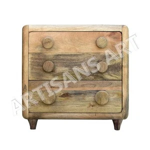 Solid Mango Wood Black 3 Drawer chest in Sand Blast Finish, Solid Mango Wood Dresser supplier &amp; Manufacturer
