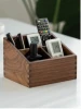 Solid wood desktop remote control storage box  Wooden storage box    Desktop black walnut multifunctional fini