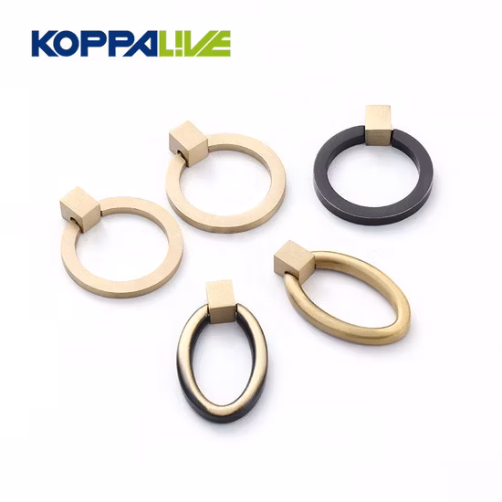 Koppalive Matte Brass Ring Pulls Gold and Black Brass Dresser Drawer Knobs Universal Furniture Kitchen Cabinet Handle