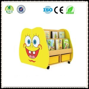 Sponge baby shape kids furniture wooden book cabinet kindergarten classroom furniture QX-18211J