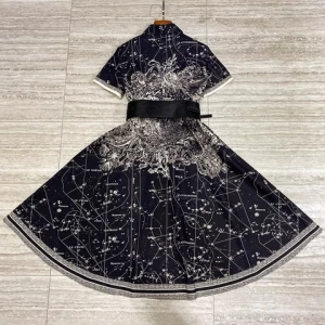 Spring and Summer New Positioning starry Sky Print Dress Female European Fashion Big Swing A Skirt