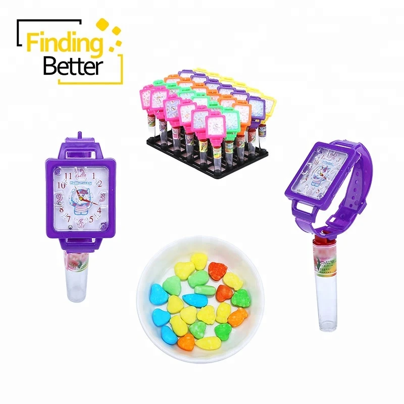 Square Shaped Watch Toy Filled Tablet Candy Maze Watch with Pressed Candy