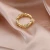 Import Stainless Steel Real 18K Gold Plated Zircon Heart Adjustable Ring Hollow Heart Open Finger Rings from China
