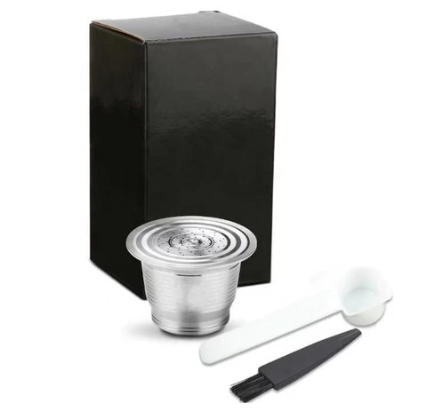 Stainless Steel Reusable Nespresso Coffee Capsule Set With Brush & Spoon