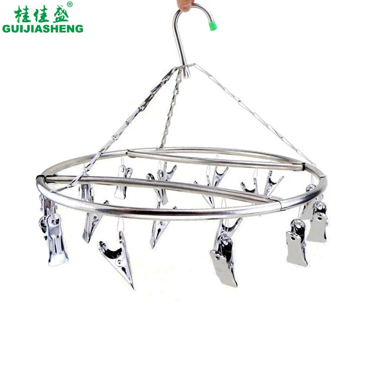 Stainless steel round clips socks for laundry, underwear drying hangers/hollow rack