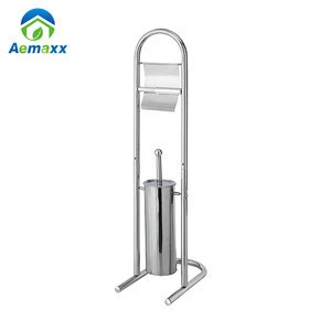 Stainless steel standing paper holder toilet brush holder