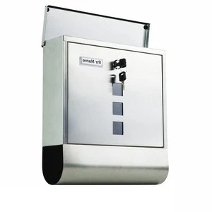 Stainless Steel Vertical Style Locking Wall Mount Mailbox with Newspaper holder