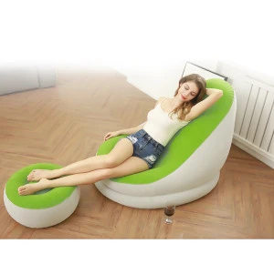 SUNGOOLE Inflatable Lounge Chair with Ottoman Blow Up Chaise Lounge Air Lazy Sofa Set Indoor &amp; Outdoor with Air Pump