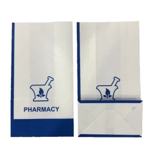 Superior Quality Block Bottom  Clean packing exit and dispersary  herbal substances pharmacy prescription paper bag