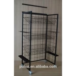 supermarket mobile metal fixture bulk merchandise goods storage pop promotion steel wire basket rack retail display stand