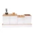 Import Supply Bamboo Bathroom Accessories Bath Caddy Set Includes Pump Soap Dispenser, Toothebrush Holder from China