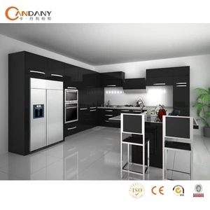 The biggest OEM factory Germany high gloss black lacquer kitchen cabinet for home