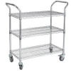 three layers material handling trolley movable hotel wire hand cart